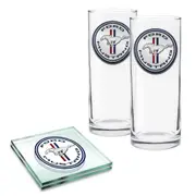 Ford Set of 2 Highball Glasses and Coasters Set