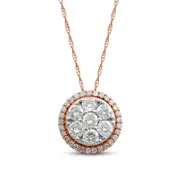 1 CT. T.W. Composite Natural Diamond Frame Pendant in 10K Rose Gold