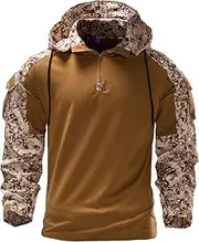 [Maiyifu-GJ] Men's Tactical Military Long Sleeve Coat Hoodies Camouflage 1/4 Zip Sweatshirt Baggy Hunting Combat Jackets