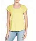 Eileen Fisher Hemp Organ Cotton Twist Scoop Neck Box Top Lemon Ice Sz XS