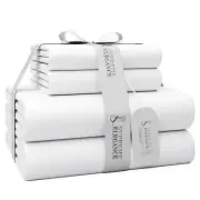 1200 Thread Count Cotton Rich Full White Sheets Set, Ultra Soft & Silky Luxur...