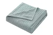 Ultra Soft Waffle Weave Blanket Washed Lightweight Breathable Cozy-Blue