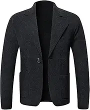 [Dressnu] Knit Jacket Men's Solid Color Casual Cardigan Suit