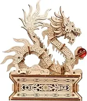 UGEARS Wood Dragon Puzzle 3D - Model Building Kits for Adults - Chinese 3D Dragon Wooden Puzzle Hobbies For Men - Wooden Models For Adults to Build