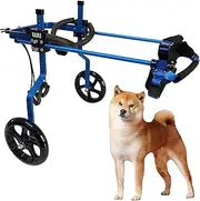 KAJILE Adjustable Dog Wheelchair,Pet Cart,Handicap Dog Weak Hind Legs Rehabilitation Training,Fit Pet Height 43-53cm,Pet Width 19-25cm,Pet Length 27-35cm,Blue,L-3