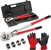 Copper Press Tool Kit with 4 Quick Change Jaws for 1/2", 3/4", 1", 5/8" Pipes
