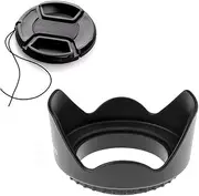 58mm Tulip Flower Lens Hood & 58mm Lens Cap Compatible for Canon 1500D 1300D 90D 80D 77D Camera kit EF-S 18-55mm Lens (1+1Pack)
