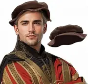 [Procos] Tudor Flat Beret Hats for Women French Beret Hats Painter Cap Classic Costume Men Renaissance Style Costume Accessory