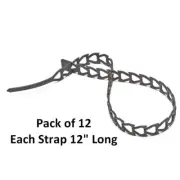 Reusable Flexible Cable Twist Tie Hook Loop Fastener Strap - 12" - 12 Pack - New