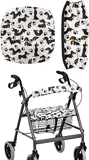 LedBack Rollator Accessories for Walkers for Seniors Dachshund Dog Walker Seat Cover Rollator Walker Seat and Backrest Rollbar Cover Set Paw Print