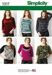 Simplicity Sewing Pattern 1317 Misses Pullover Decorated Knit Top Size XXS-XXL