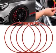 Wheel Rim Protector(Set of 4), 15-22 Inch Car Rim Guard, Universal Rim Guard Trim Rings, Curb Rash Prevention, Self Adhesive, Easy Installation, Car Wheel Rim Protectors Guard,17in,Red