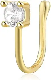 [Generic] Nose Piercing Kit, Women Nose Rings Round Zircon Gold Sterling Silver 1Pcs Jewelry Set for Women
