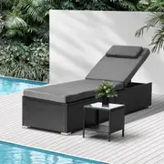 Livsip Sun Lounge Wicker Lounger Table Patio Furniture Outdoor Setting Day Bed