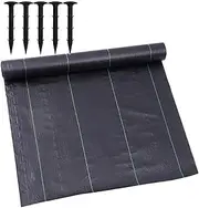 Weed Barrier Fabric, Heavy Duty Woven Garden Weed Control Ground Cover Breathable Moisturizing Black Mulch for Landscaping with 100 Ground Nails (Size : 0.4x200m)