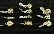 Lot Of 10 Evil Eye Pyramid Ring Sunburst Retro Protection Healing Boho Reiki