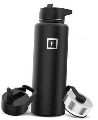 IRON °FLASK Camping & Hiking Hydration Flask with 3 40 Ounces Midnight Black