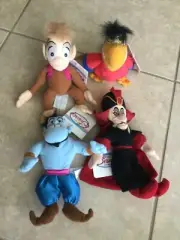 Set of 4 Aladdin Disney Bean Bag Beanie Plush Jafar Abu Genie Iago NWT