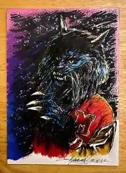 Michael Jackson Thriller Werecat 1/1 Hand Drawn 5x7 Sketch by CJ Morris