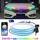 Car RGB LED DRL Hood Light Strip Engine Cover Daytime Running Light APP Control