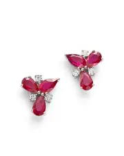 Bloomingdale's Fine Collection Ruby & Diamond Accent Stud Earrings in 14K White Gold
