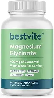 Magnesium Glycinate 400mg - 400mg of Magnesium per Serving (240 Vegetarian Capsules) - No Stearates - No Silicon Dioxide - Vegan - Non GMO - Gluten Free