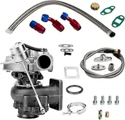 Upgrade T04e T3 A/r.63 400hp Stage Iii Boost Turbocharger Oil Feed+Drain Line Turbo .63 A/R Drain Return Feed Line BOV Kit