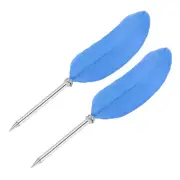 21cm/8"Feather Ballpoint Pen 2Pcs Ink Vintage Quill Pen Refined Sky blue
