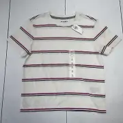 Old Navy White Softest Stripe Short Sleeve T Shirt Youth Boys Size Small