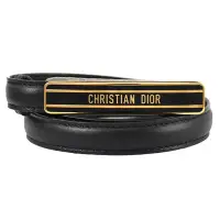 在飛比找Yahoo奇摩購物中心優惠-Christian Dior 金屬方牌LOGO皮帶釦超窄版穿