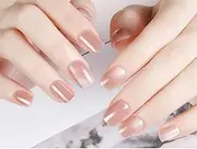 Cat Eyes Press-on Nails, Short Square Red Glitter False Nails, 24 Pieces Reusable Kit (E710)
