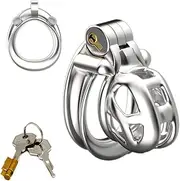 JDGPLM Cage SM Chastity Cage Men's Long/Short Porous Breathable Stainless Steel Chastity Belt Cock Cage 304 Thickened Metal Chastity Device Male BDSM Bondage Erotic Sex Toys For Men(Short,43mm)