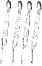 BRIGHTFUFU 4-Piece Stainless Steel Crab Fork Spoon Set Dual Purpose Crab Eating Tool Needle Seafood Serving Utensils for Restaurant Home
