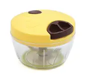 Manual Hand-held Food Chopper for Vegetable Fruits Nuts Onions Chopper Hand Pull Mincer Blender Mixer Food Processor-Yellow