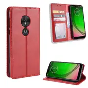 Vintage Style Leather Auto-absorbed Wallet Phone Case for Motorola Moto G7 Play (EU Version)