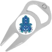 Blue Hamsa Protection Golf Ball Marker Divot Repair Tool Bottle Opener