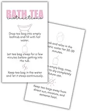 Bath Tea Bags Care Instruction Cards 50pk 2x3.5” Infuser Bulk Packaging Homemade Herbs How to Use Client Bags Business Cards