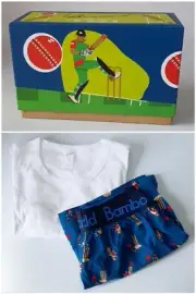 Bamboozld HOWZAT Men's Cricket Boxer Shorts & White Sleep T-Shirt (M) Gift Set