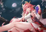 Anime genshin impact yae miko girls pink hair purple Playmat Game Mat Desk