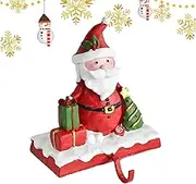 Snowman Stocking Hangers, Santa Snowman Resin Mantle Stockings Hook, Christmas Stocking Holders, Non-Skid Mantel Christmas Decorations Table Ornament for Christmas Candy Bags