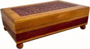 Old World Jewelry Box Hand Carved Design Handmade Wood Keepsake