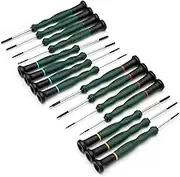 SATA 15-Piece Master Precision Screwdriver Set for Technicians or Jewelers, with Ergonomic Green Handles and aCarryingCase - ST09317SJ