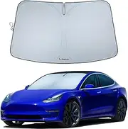 Magnelex Tesla Windshield Sunshade for Model 3 / Model Y | Reflective 240T Material Car Sun Visor With Mirror Cut-Out | Foldable Sun Shield
