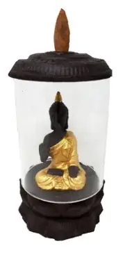 Backflow-Hand Painted Buhdda in acrylic Jar Backflow Incense Burner