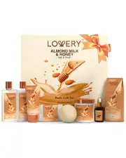 Lovery Almond Milk & Honey Spa Gift Set, 8 Bath and Body Care Package