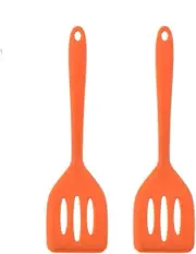 2Pack Small Silicone Turner High Heat Resistant Slotted Spatula Fish, Eggs, Panc