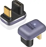Poyiccot 180 Degree USB C Adapter 240W, 2Pack U Shape 40Gbps, Angled Extender Connector Support 8k Video Audio Display for Laptop, MacBook, Thunderbolt 4/3