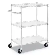 Alera� 3-Shelf Wire Cart with Liners, 34.5w x 18d x 40h, Silver, 600-lb Capacity