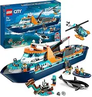 LEGO® City Arctic Explorer Ship 60368 Building Toy Set,Toy Boat That Floats with a Helicopter, Dinghy, Sub, Viking Shipwreck, 7 Minifigures and an Orca Figure