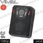 Vimel Lawn Enforcement Police Camera 2K 64GB Worn Security Guard Video Recorder
